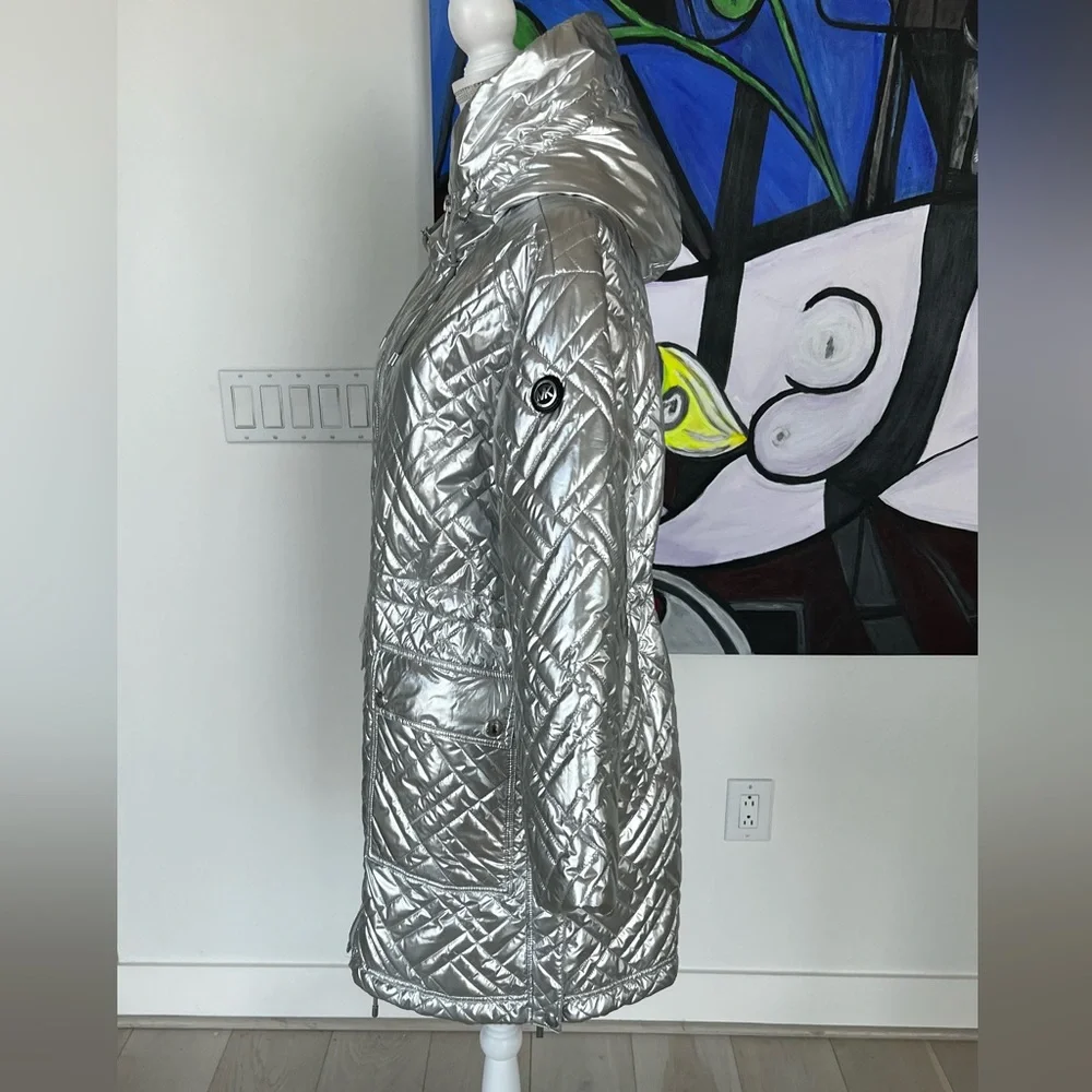 MICHAEL KORS OVERSIZED Quilted Metallic Ciré Puffer Coat SIZE S